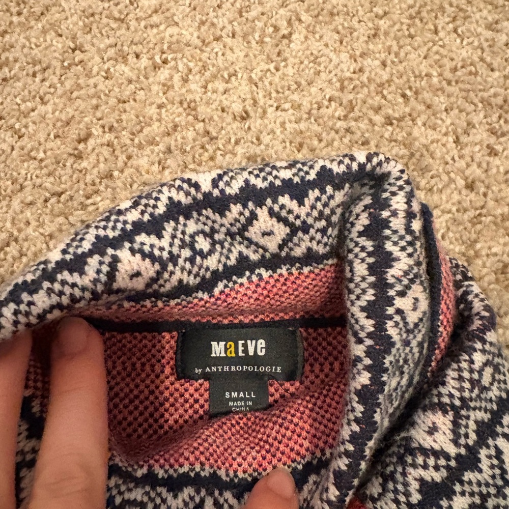 Maeve Pink and Black Patterned Turtleneck Sweater - Picture 2 of 2